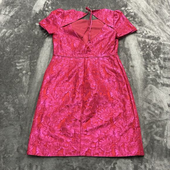 J. CREW Collection Dress Women’s S.2 Fuchsia Colored Marla Gardenia Jacquard - Picture 4 of 10